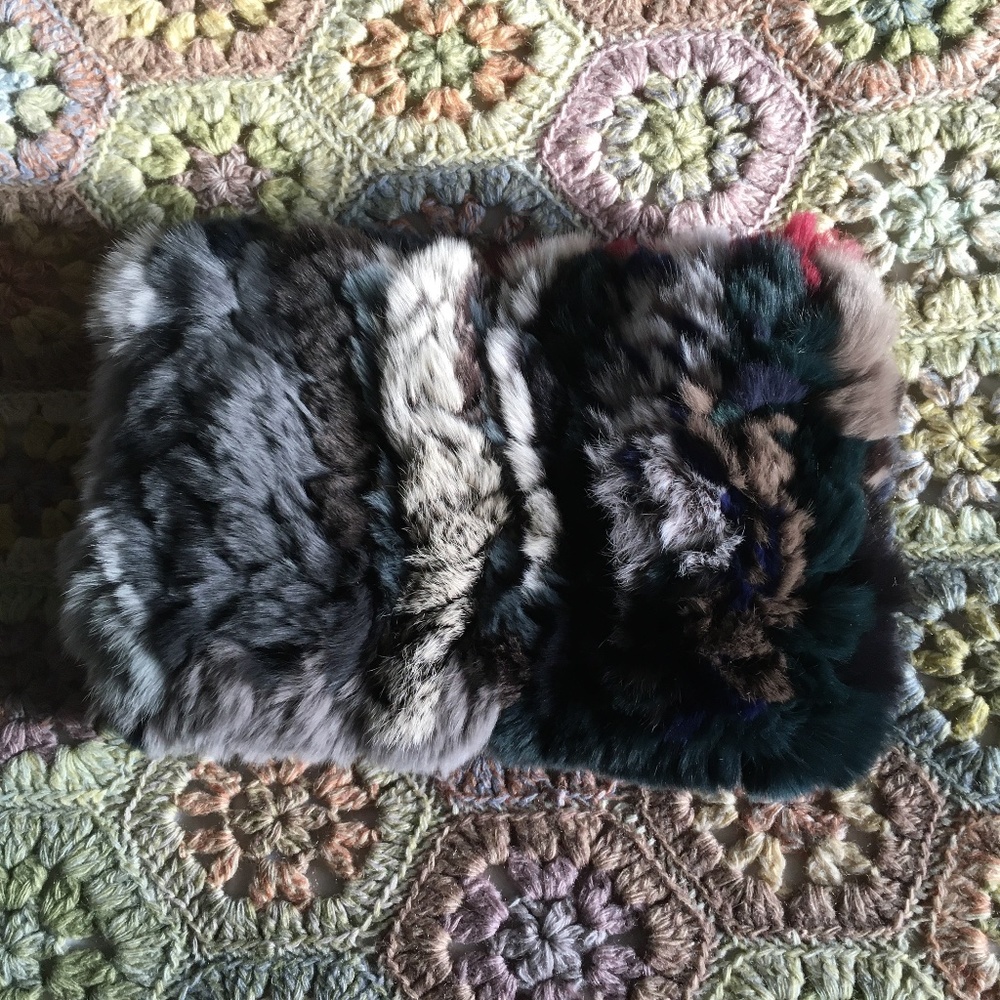 Brand New SURELL Genuine Rabbit Fur Multicolor Stretchy Neck Scarf Headband